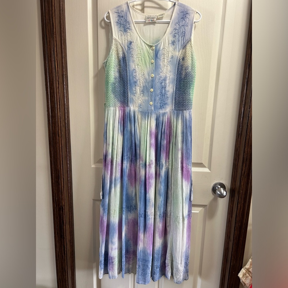 🎈ARVANTI vintage boho mystical maxi dress size medium 100% rayon